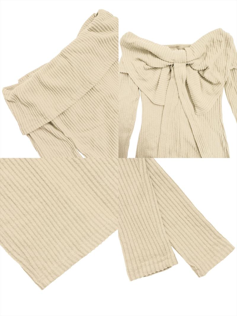 Product Introduction of Aliling Women's Off Shoulder Ribbed Bodycon Dress, Elegant Fashion Long Sleeve Dress for Party Dating Wear, Women Dress for Fall & Winter 8