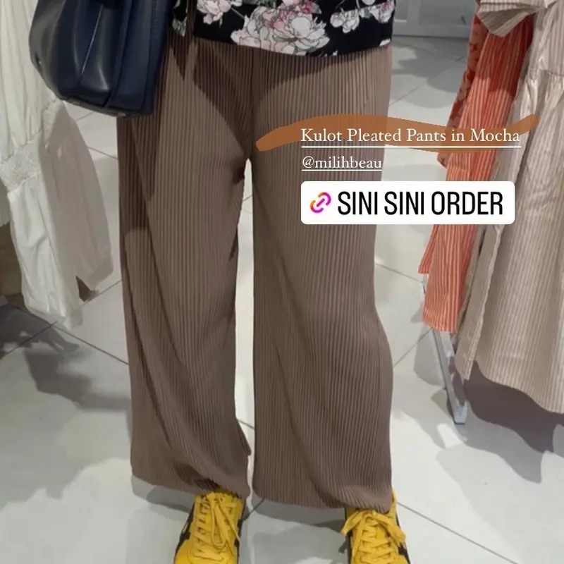[milihbeau] Kulot Pleated Pants - celana kulot melar celana bumil celana plisket celana nyaman celana murah berkualitas warna netral celana kerja celana jalan celana casual formal informal xs-xl 012 celana putih celana panjang celana krem celana hitam 2