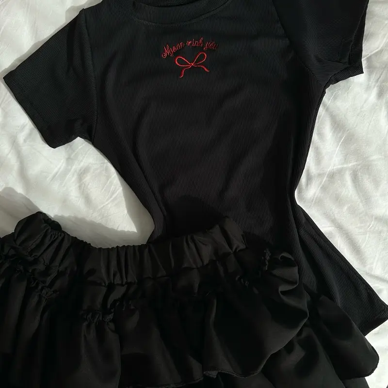 [BST NƠ XINH] ÁO THUN BABY TEE THÊU NƠ NGOAN XINH YÊU 2