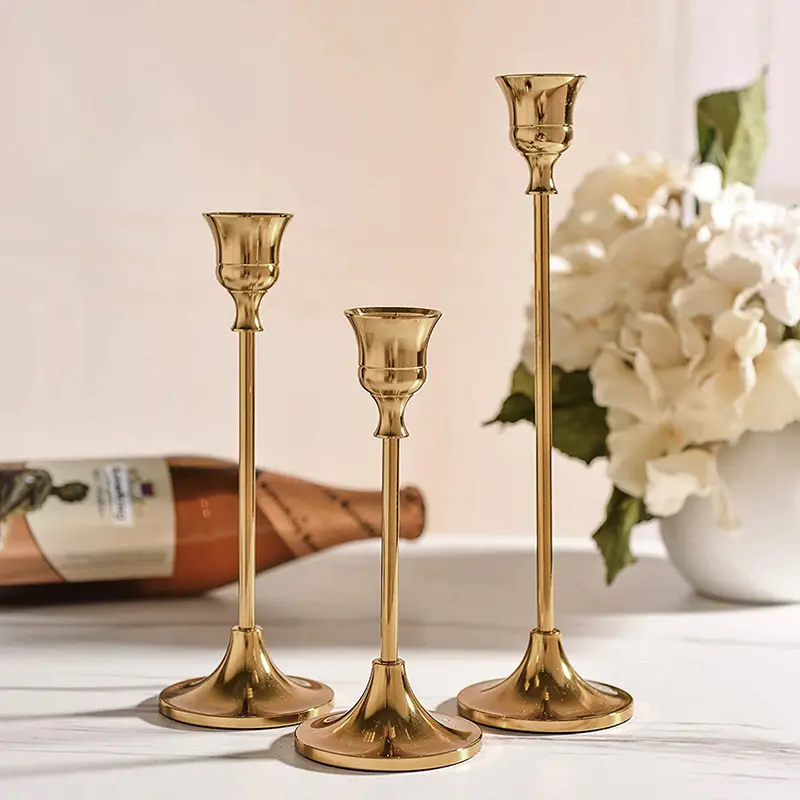 Giá Đỡ Nến Đám Cưới, Chân Nến Trang Trí Bàn Trung Tâm, Sắt Rèn Một Đầu, Đèn Nến Ăn Tối, Chân Nến Tiệc Cưới 0
