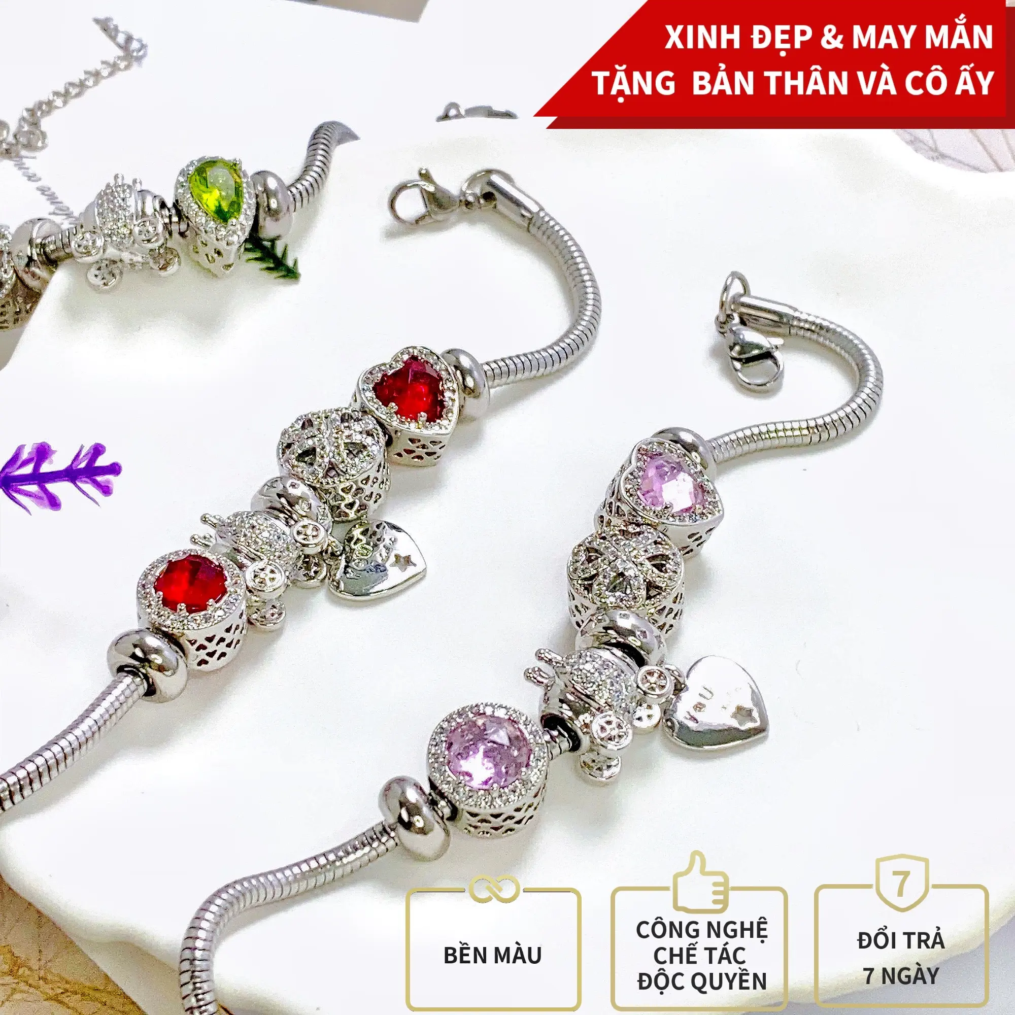 [THIẾT KẾ MỚI] Lắc tay trái tim chuột micky dễ thương mix phụ kiện xinh [SL2009]