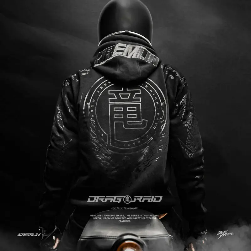 KREMLIN - Zipper Hoodie Bikers with 7-set Protector gear  - DRAGRAID 0