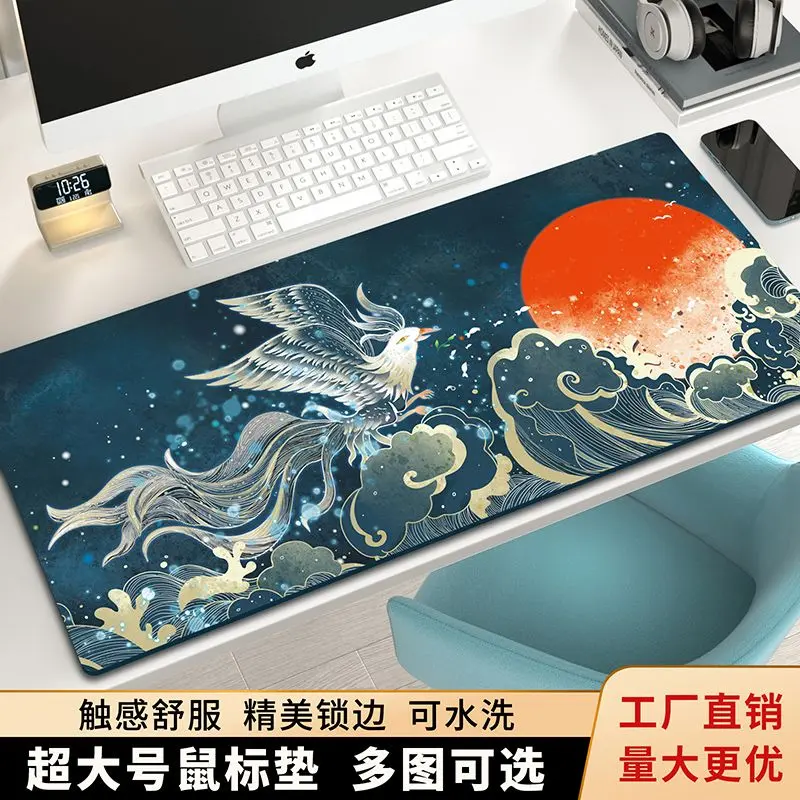 Tấm Lót Chuột Ngoại Cỡ Thời Trang Trung Quốc Cho Văn Phòng, Bàn Phím Máy Tính Và Bàn, Thích Hợp Cho Trò Chơi Thể Thao Điện Tử, Chất Liệu Dày Dặn, Khóa Vắt Sổ, Chống Trượt, Có Thể Giặt Được, Năm 2024 1