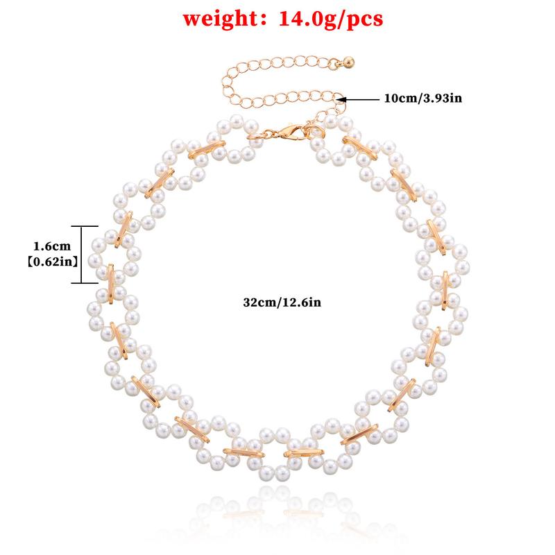 Product Introduction of White Imitation Pearl Beads Choker Clavicle Chain For Women Handmade Elegant Strand Bead Necklace Wedding Jewelry Collar Gifts 0