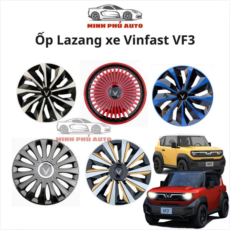 Combo 4 Ốp Lazang Có Logo Vinfast VF3 VF5 Size 16 Inch, Ốp Mâm Cho Các Dòng Xe Ô Tô Bánh 16inch, Tự Lắp Đặt Dễ Dàng Tại Nhà Nhãn Dán Sticker Tem Decal