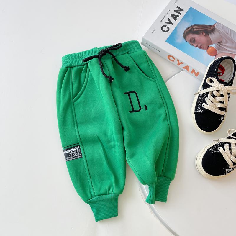 Quần nỉ bông cho bé trai thêu chữ cái cực xinh, Quần dài thu đông cho bé chất nỉ bông cao cấp