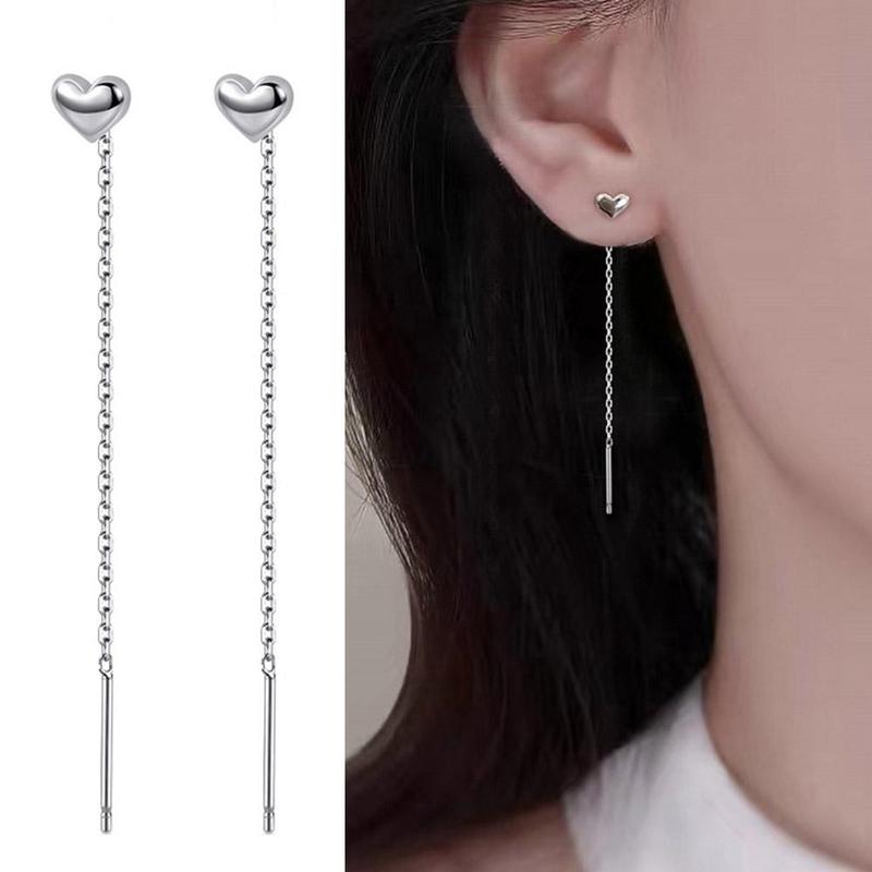 Product Introduction of 1Pair Heart Earrings Ins Temperament Long Heart-shaped Earrings Tassel K8Y8 42