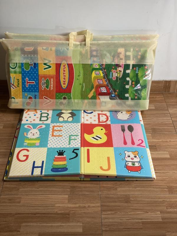 Thảm Xốp Gấp Gọn, Tấm Lót Trải Sàn Cho Bé In 2 Mặt 1,8m x 2m