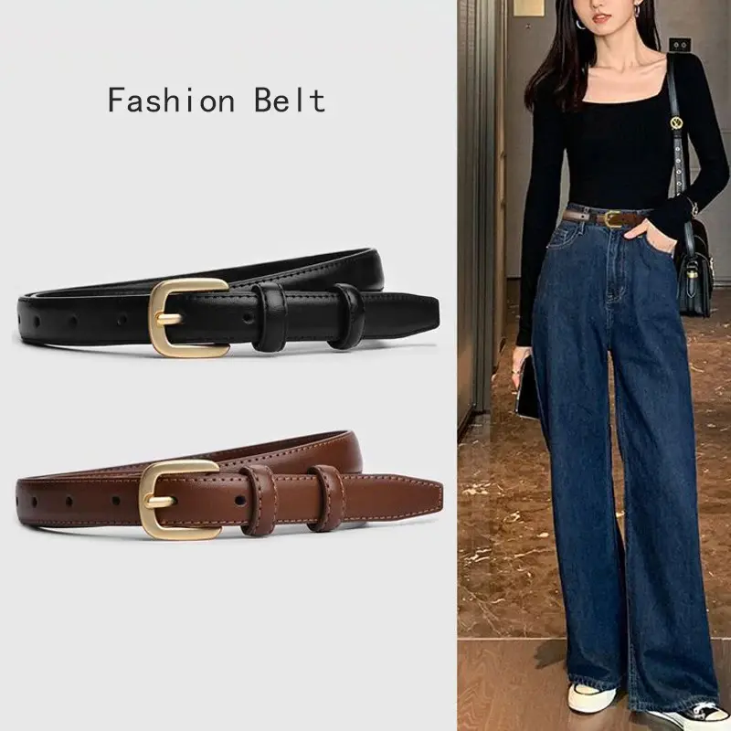 Women's Fashion Retro Belt Buckle PU Leather Belt High Quality Strap