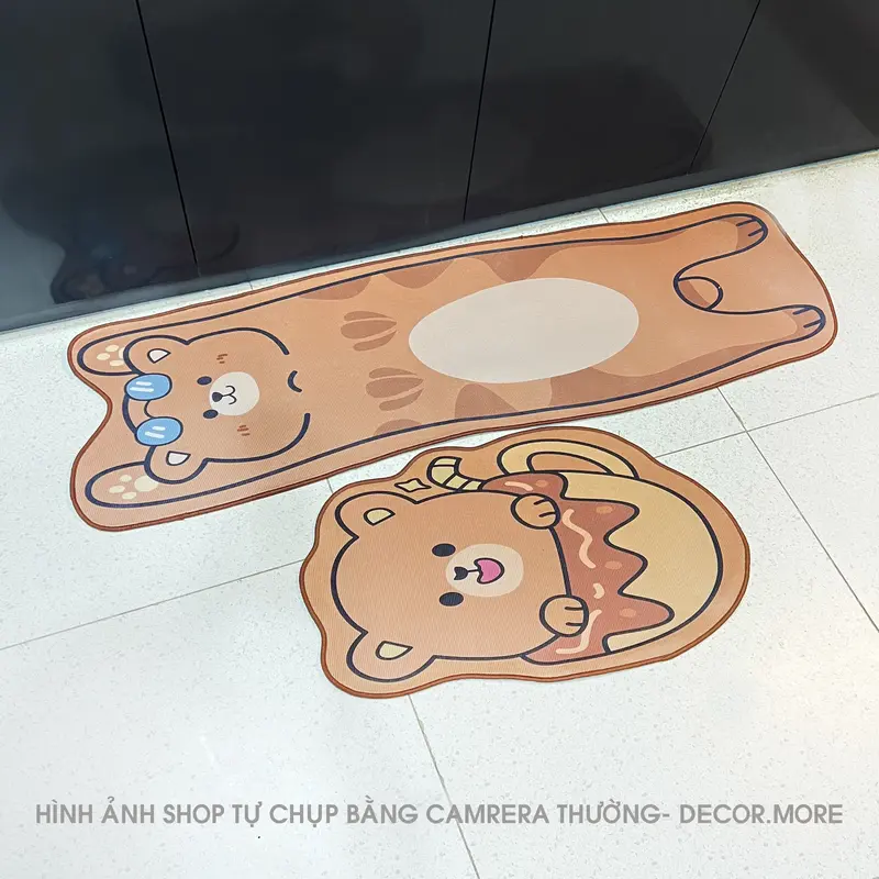 Bộ hai thảm bếp dày mịn dùng cho không gian bếp,chất nỉ lỳ mặt thảm êm chân, đế hạt cao su hổ trợ chống trơn trượt, size 40*60cm +40*120cm 2