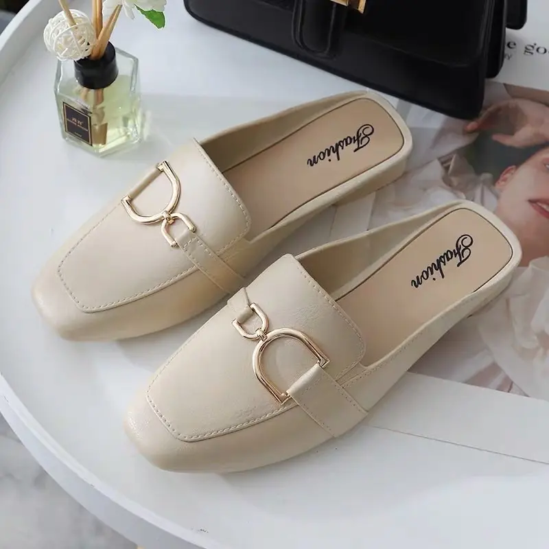 Dép cao su nữ bít mũi khóa chữ D giả da mang cực mềm cực êm chống nước - Dl153