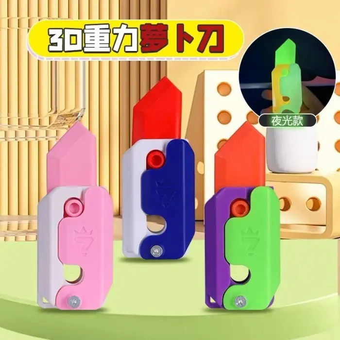 Mainan Viral Pisau 3D Gravity Carrot Knife Fidget Toys Pereda Stress