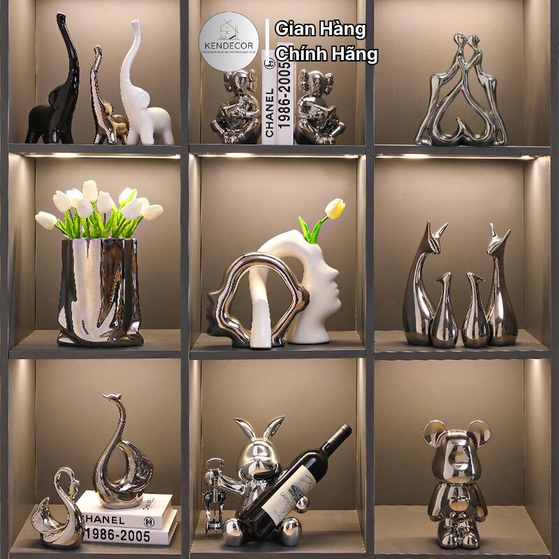 Tượng trang trí phòng khách, decor kệ tivi phong cách bắc âu, quà tặng tân gia sang trọng hiện đại Trang Trí Nhà Đồng