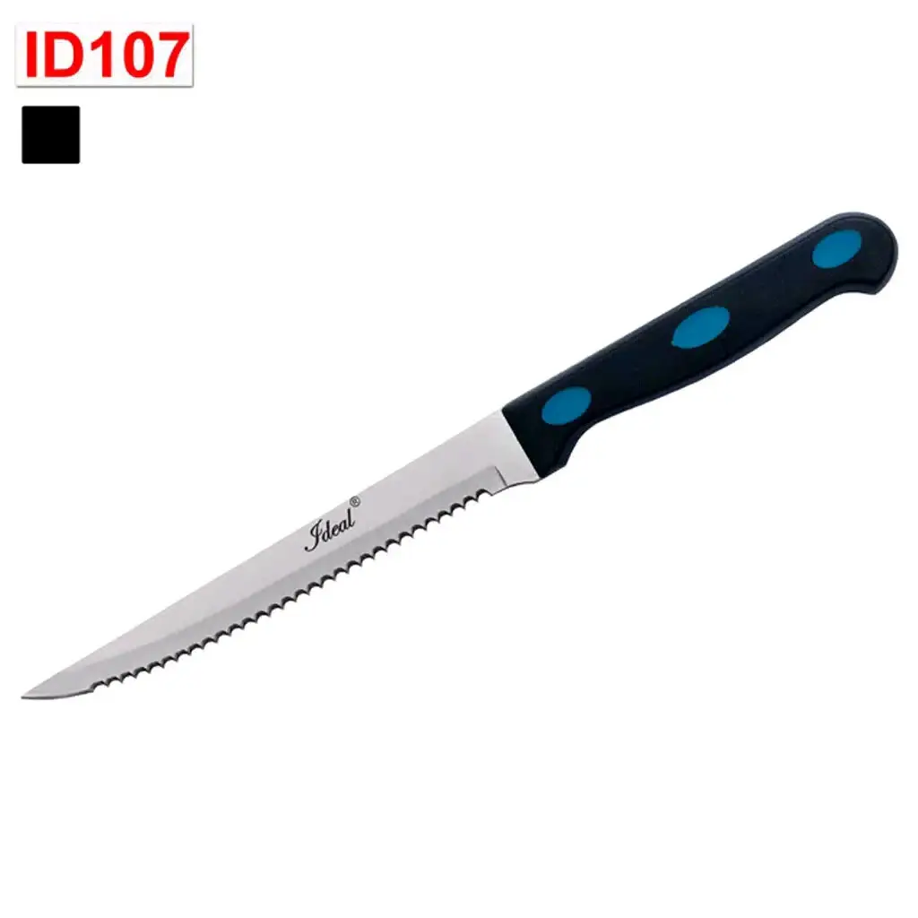 PISAU STEAK PISAU GERIGI PISAU POTONG PISAU DAGING STEAK AYAM SAPI IKAN Mata pisau bergerigi, mudah untuk memotong daging  Panjang Pisau sekitar 11.5 cm Panjang Handle sekitar 9.5 cm Tulang Besi Full Tang (full sampai ke bagian belakang handle)