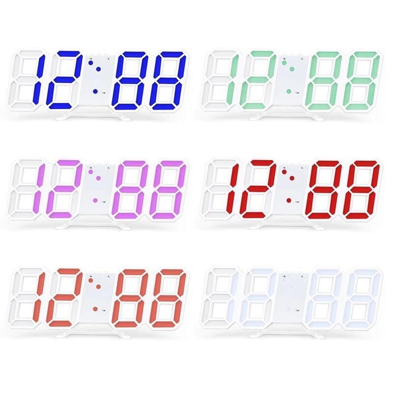 3D LED Digital Large Wall Clock Modern Glowing USB Table Watch Home Living Room Date Temperature Calendar Alarm Decorative Clocks 7