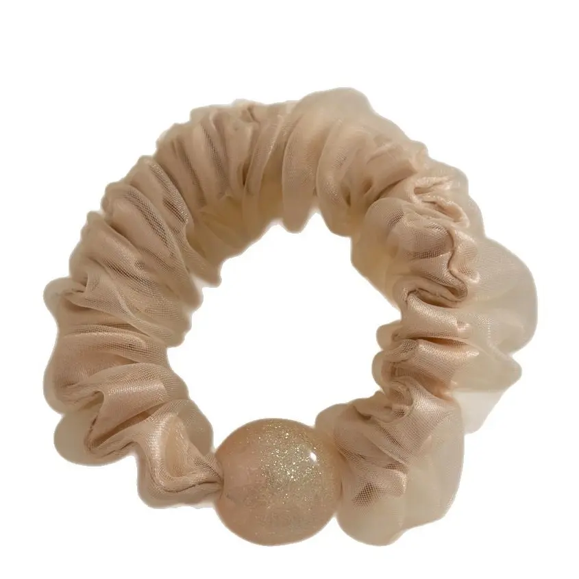 Spring Summer New Double Layer Mesh Pink Jelly Hair Tie Japanese Style Elegant Versatile Ponytail Elastic Hair Accessory for Women