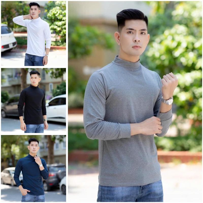 Áo Thun Giữ Nhiệt Nam,Áo Giữ Nhiệt Nam Cổ Tròn Tay Dài Lót Nỉ Lông Trơn Co Giãn Thể Thao Trắng Đen Thu Đông 2