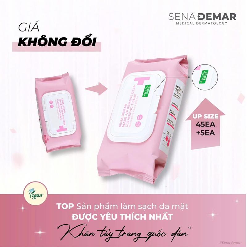 1 Hộp 50 khăn Khăn tẩy trang senademar make up remove deep cleansing tissue hàn quốc