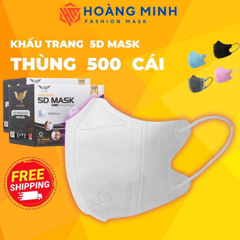 Thùng 500 cái Khẩu trang 5D Mask Hoàng Minh 3 lớp kháng khuẩn