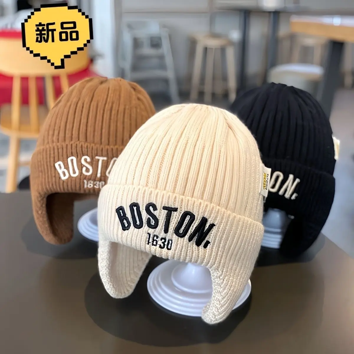 Kids Autumn And Winter Korean Warm Knitted Earmuffs Hat Boygirl Windproof All-Match Baby Slipover Woolen Cap Baby Toddlers Baby Toddlers