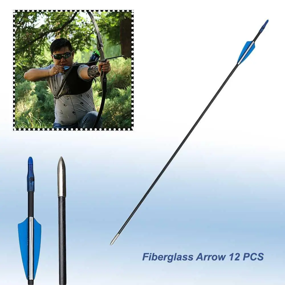 [Bisa COD] Anak Panah Arrow Fiberglass 6mm Spine for Recuve Bow 12 Pcs - 80C