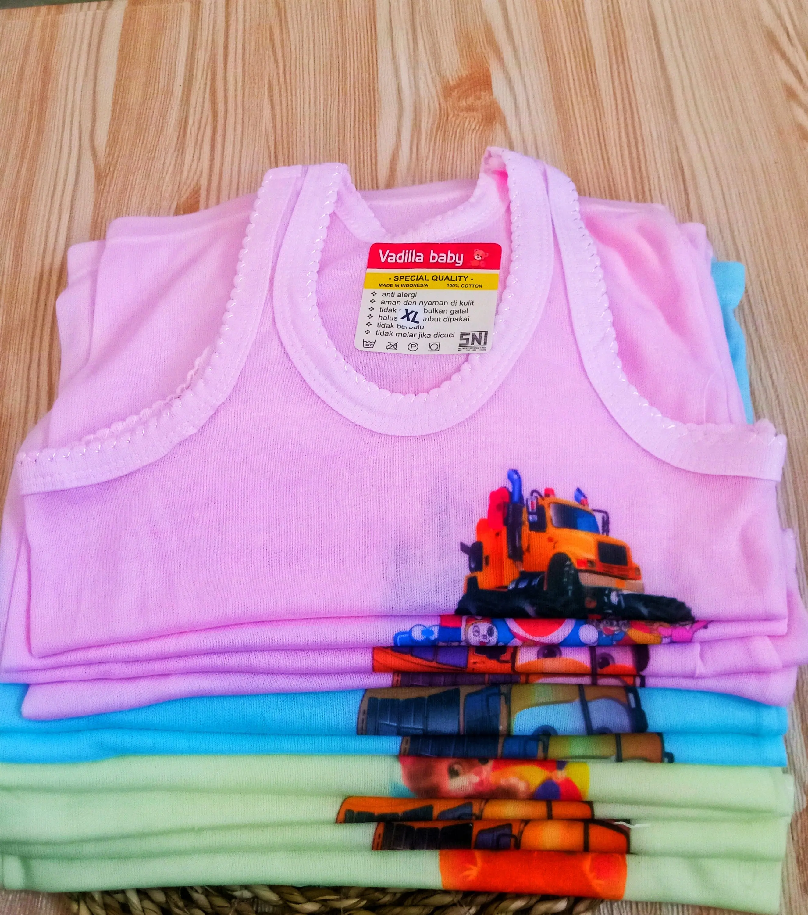1 lusin / 12 pcs daleman singlet anak sablon Cewek Cowok Fashion