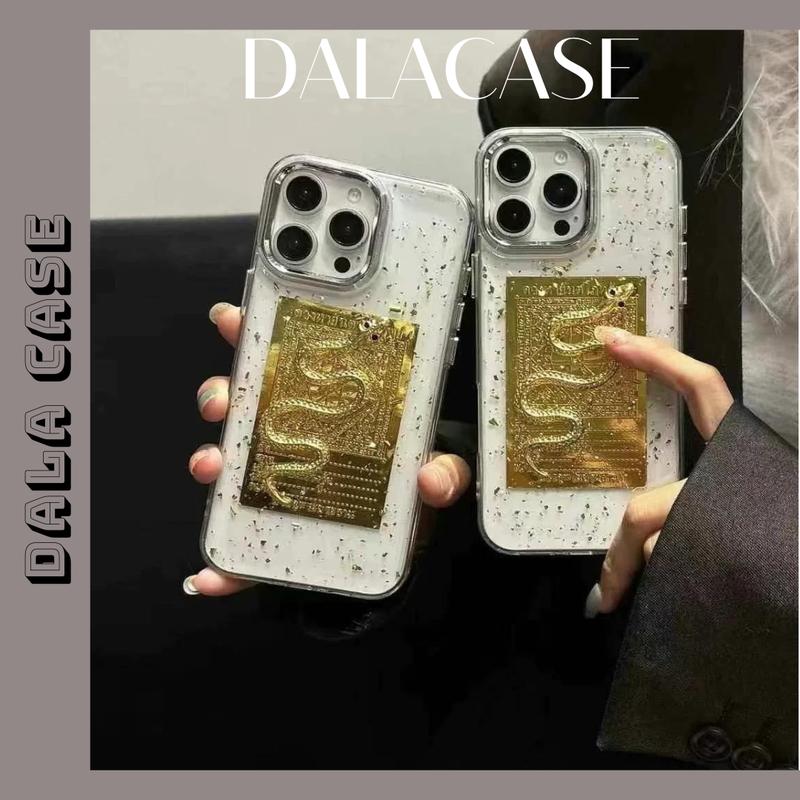 [Ốp Tết] Ốp Trong Nhũ Vàng Viền Camera Bạc Kim Xà Phone