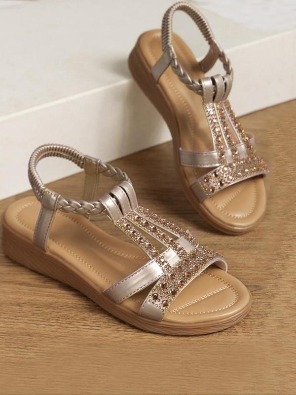 Women's Fashionable Rhinestone Decor Thick-soled Sandals, Casual Boho Style Sandals for Summer, Lightweight Breathable Comfortable Shoes for Daily Wear 6