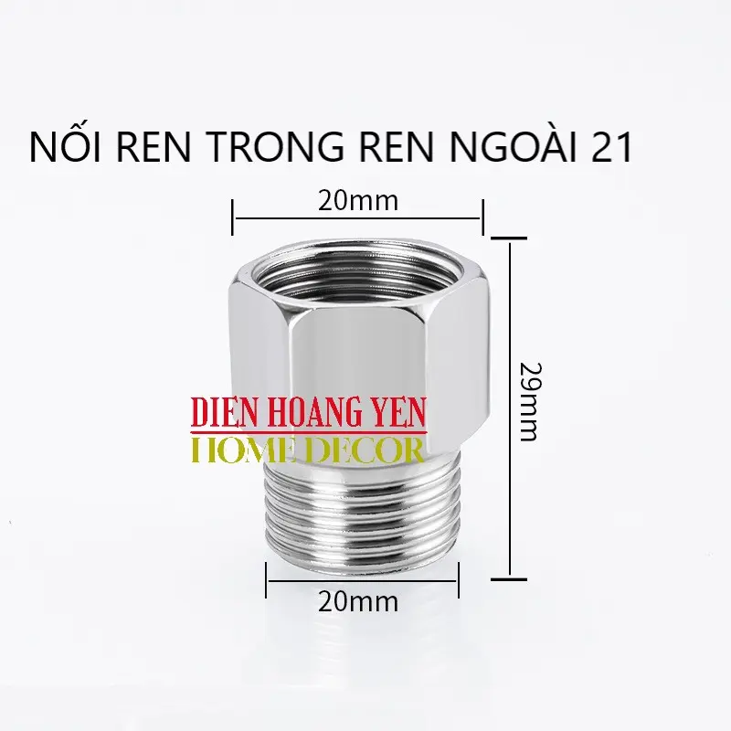 Đầu nối ren trong ren ngoài inox Ø 21mm DỄ LẮP ĐẶT