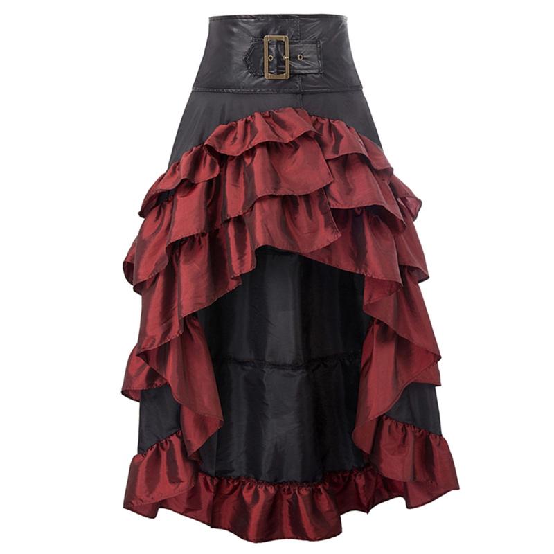 TikTok Shop Women s Gothic Steampunk Skirt Renaissance Style High Low Belted Skirt Victorian Skirt Cosplay Costume Womenswear Accessories