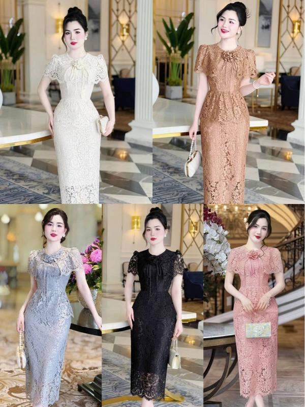 MIỄN SHIP BST MDU4485 Váy Ren Dệt Hàn 2 Lớp - Thiết Kế Ôm Body Sang Trọng Dành Cho Nữ Women Dress Đen