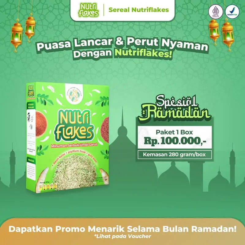 Nutriflakes paket 1 box Cereal umbi garut dengan Susu Granola Oatmeal