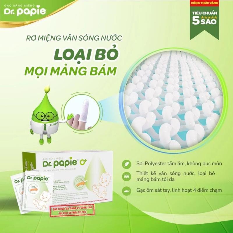 Gạc rơ lưỡi Dr. Papie cho bé từ sơ sinh hộp 30 gói - Nimo 2