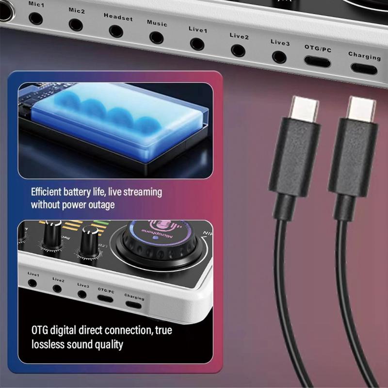 Live Streaming Audio Mixer & Pro-BM800 Microphone, Bluetooth-compatible Audio Interface, Mute Button, Individual Controls, Volume Faders, Noise Cancellation Audio Mixer 6