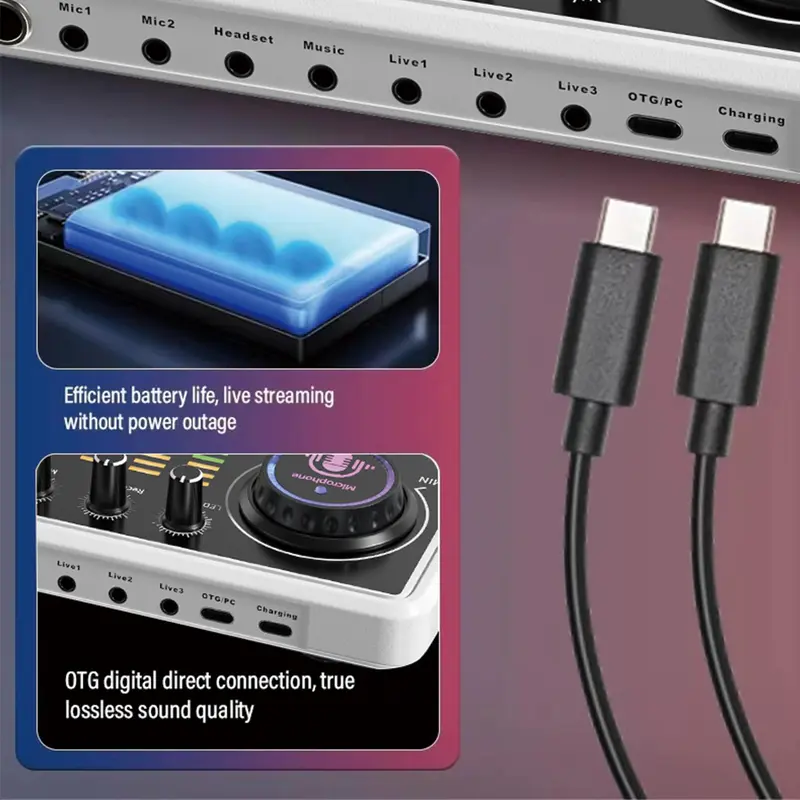 Live Streaming Audio Mixer & Pro-BM800 Microphone, Bluetooth-compatible Audio Interface, Mute Button, Individual Controls, Volume Faders, Noise Cancellation Audio Mixer 6