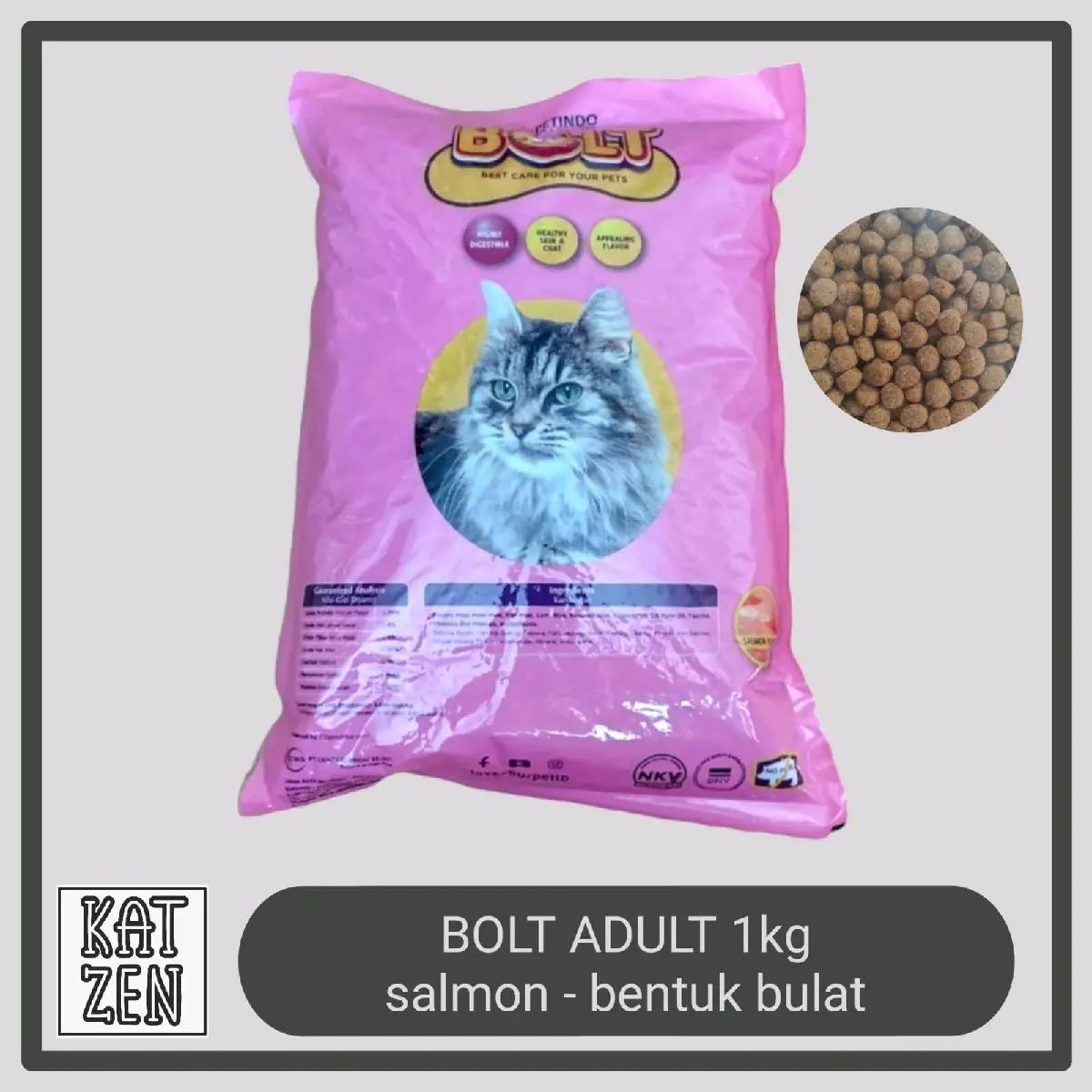 Makanan Kucing Adult Merk Bolt Repack 800 gr
