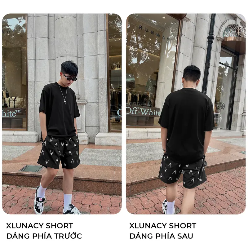 Quần short dù X-Lunacy form trên gối Nam nữ oversize streetwear Lunacy Có Túi 1