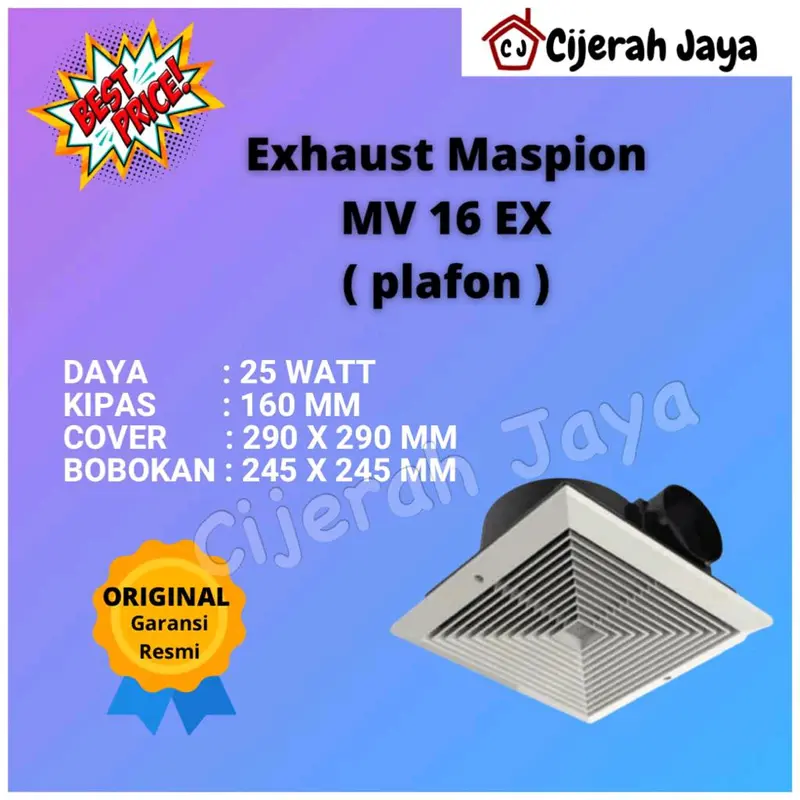 EXHAUST FAN MASPION MV 16EX MV16EX MV-16EX / KIPAS ANGIN PENGHISAP PLAFON MASPION CORONG 6 INCH 0