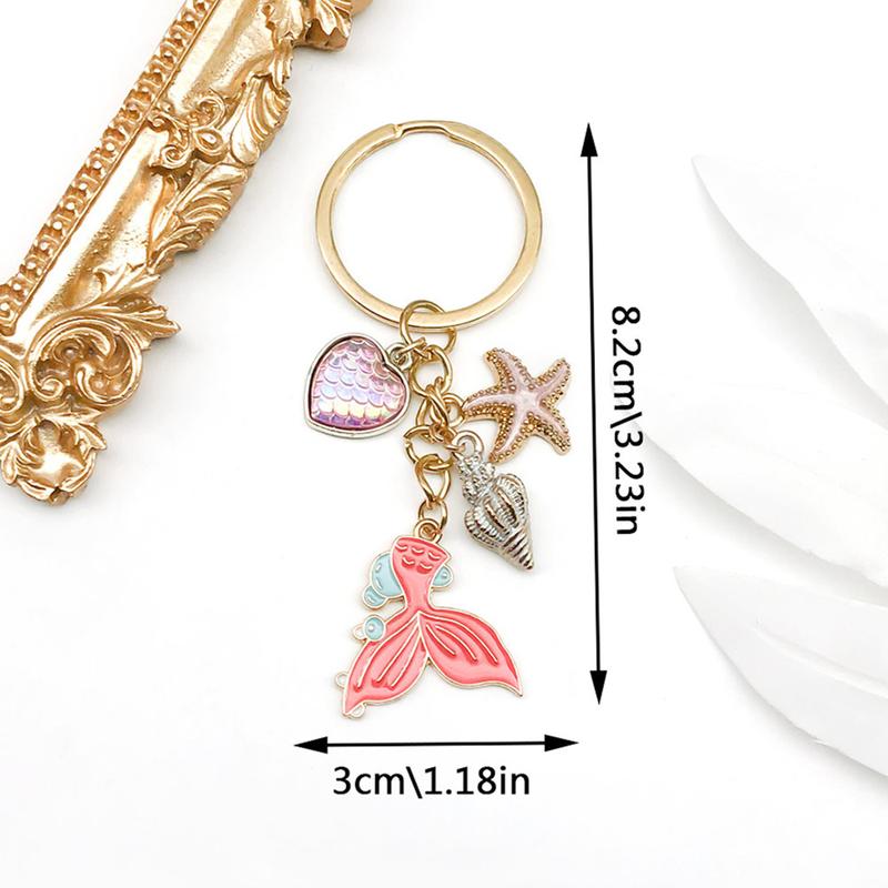 Product Introduction of Ocean Keychains, With Seahorses, Starfishes, Turtles, Mermaids, Shells, Dolphins, Fish Tails And Other Decorations, Creative Keychains, Car Keys, Wallet Pendants, Backpack Pendants, Creative Gifts 2
