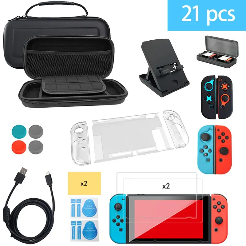 Game Console Accessories Set, Game Console Accessories Includes Protective Case, Data Cable, Screen Protector, Game Card Case, Stand 0