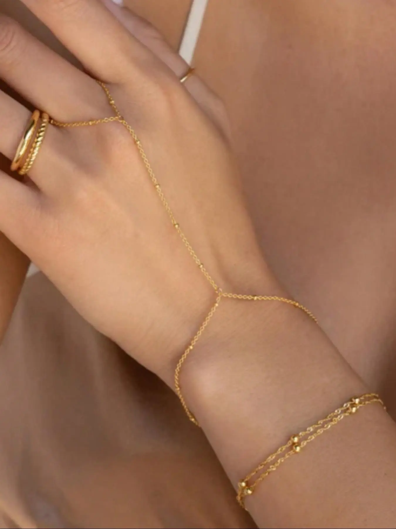 Simple Hand Chain Bracelet, Stainless Steel Jewelry for Women & Girls for Clothing Decor, Trendy All-match & Exquisite Jewelry