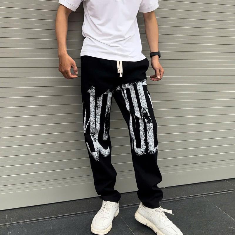 Quần Jean  Nam  Jogger Co Giãn Lưng chun Dây Rút ,Jean Mêm In Hình Trẻ Trung,màu đen dễ phối đồ