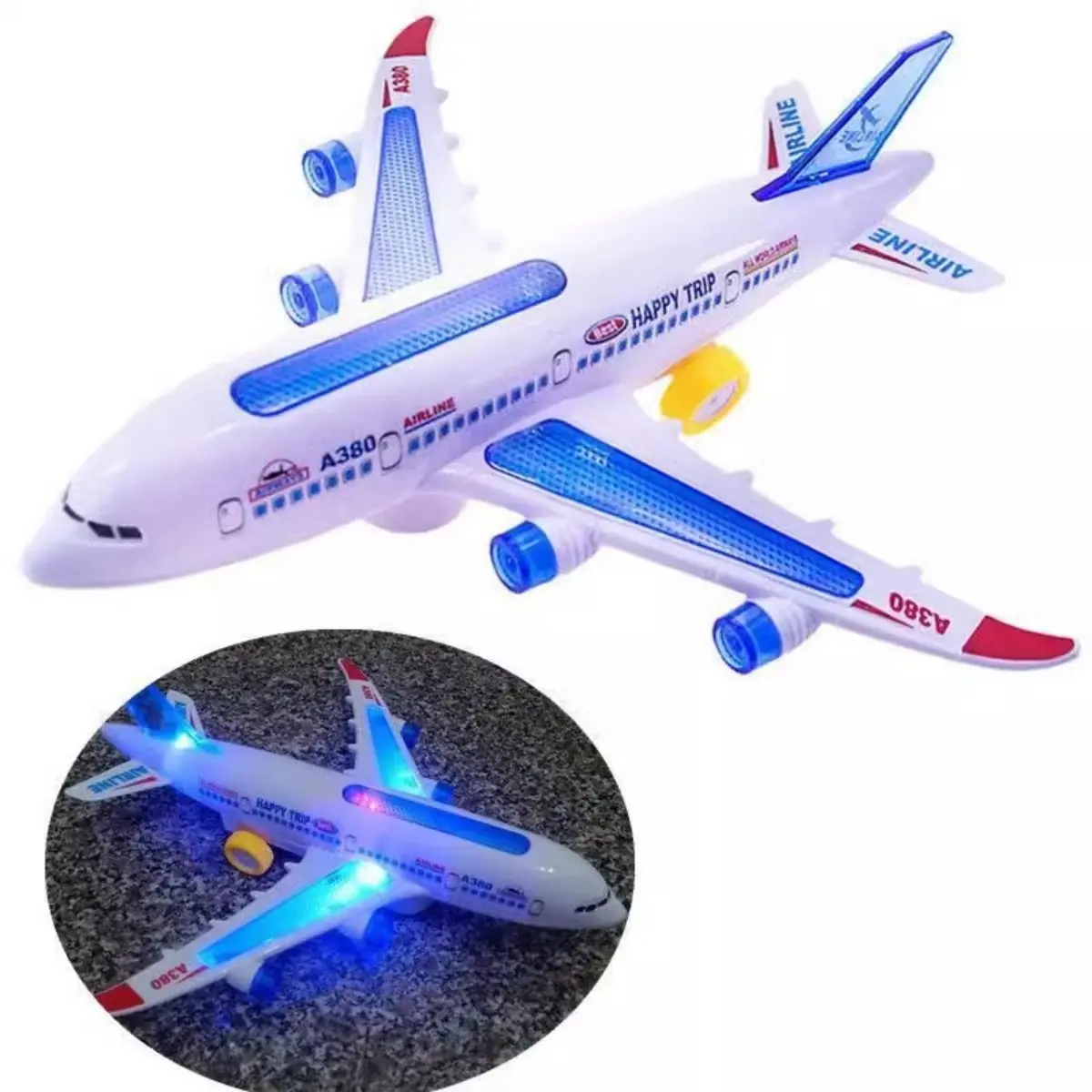 Airbus A380 Electric Luminous Music Universal Aircraft Children's Electric Toy Aircraft Model