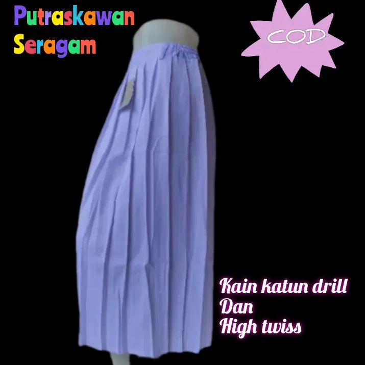 rok rempel panjang putih Amel seragam sekolah SD kain high twiss dan katun drll Fashion Polos 2