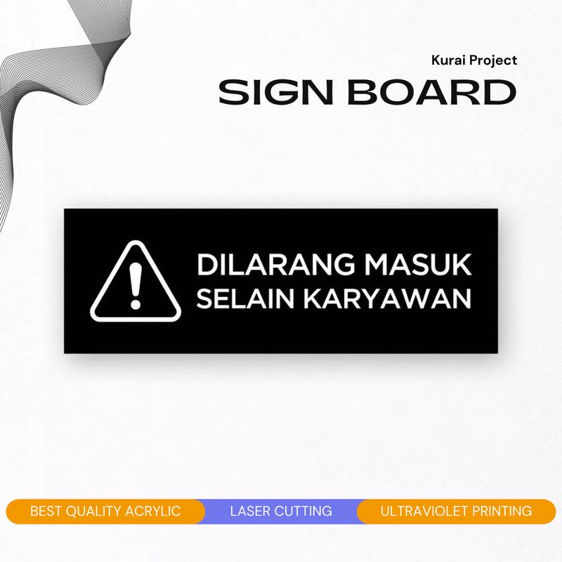 Product Introduction of Akrilik Custom Papan nama -  Dilarang masuk selain Karyawan Acrylic Custom Sign Board Nama Ruangan - Akrilik Print Papan Nama Ruang Kantor Petunjuk Label Acrylic Tempel 25