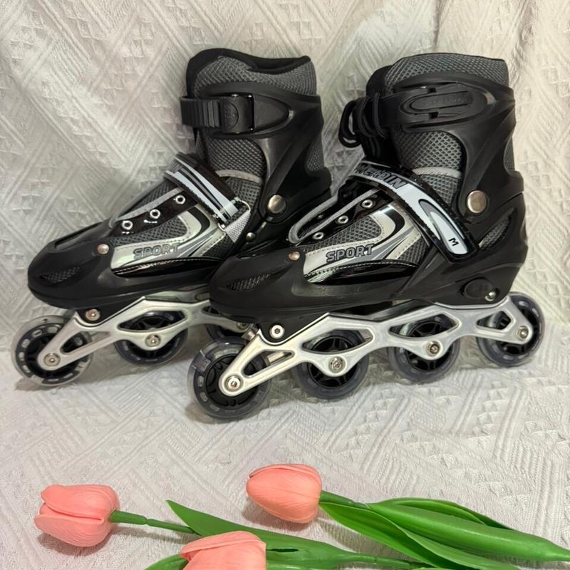 Giầy Trượt Patin Màu Đen Loại 1 hàng 2 hàng phát sáng 1 bánh tặng kèm đồ bảo hộ Giày Patin slalom