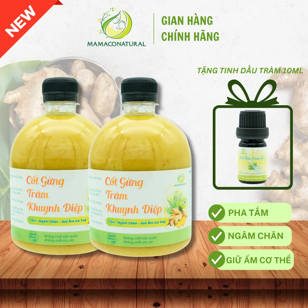 COMBO 2 CHAI CỐT GỪNG-TRÀM-KHUYNH DIỆP MAMACONATURAL ( 500ml/ 1CHAI)
