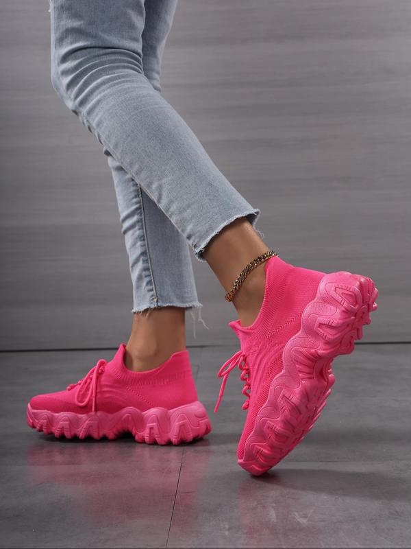 Women's Sporty Lace Up Running Shoes, Casual Comfortable Breathable Shoes for Daily Wear, Female All-match Round Toe Shoes for Daily Wear 8
