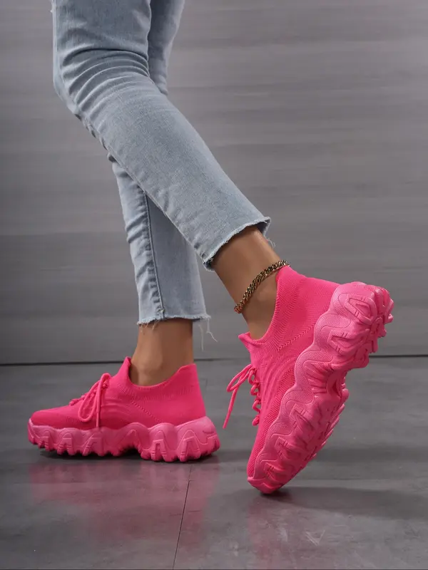 Women's Sporty Lace Up Running Shoes, Casual Comfortable Breathable Shoes for Daily Wear, Female All-match Round Toe Shoes for Daily Wear 8