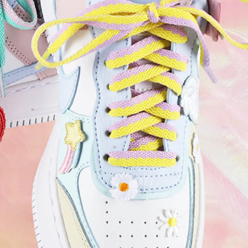 Macaron Shoelace Women's White Shoes Sneaker Board Shoes Mandarin Duck Flat Stitching Color Men & Women Trendy Accessories Shoelace